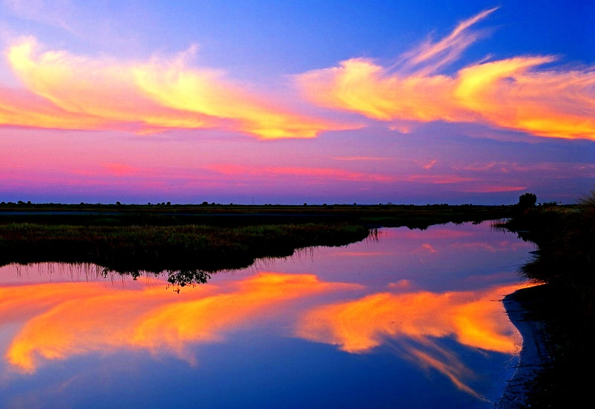 Sonnenuntergang über See : kostenlose Hintergrund 1600x1100