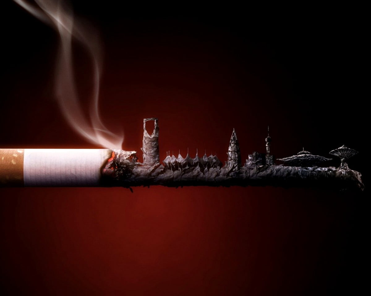 Digitale Kunst, Rauch, Flammen, Licht, Tabak produkte / Hintergrundbild 1500x1200