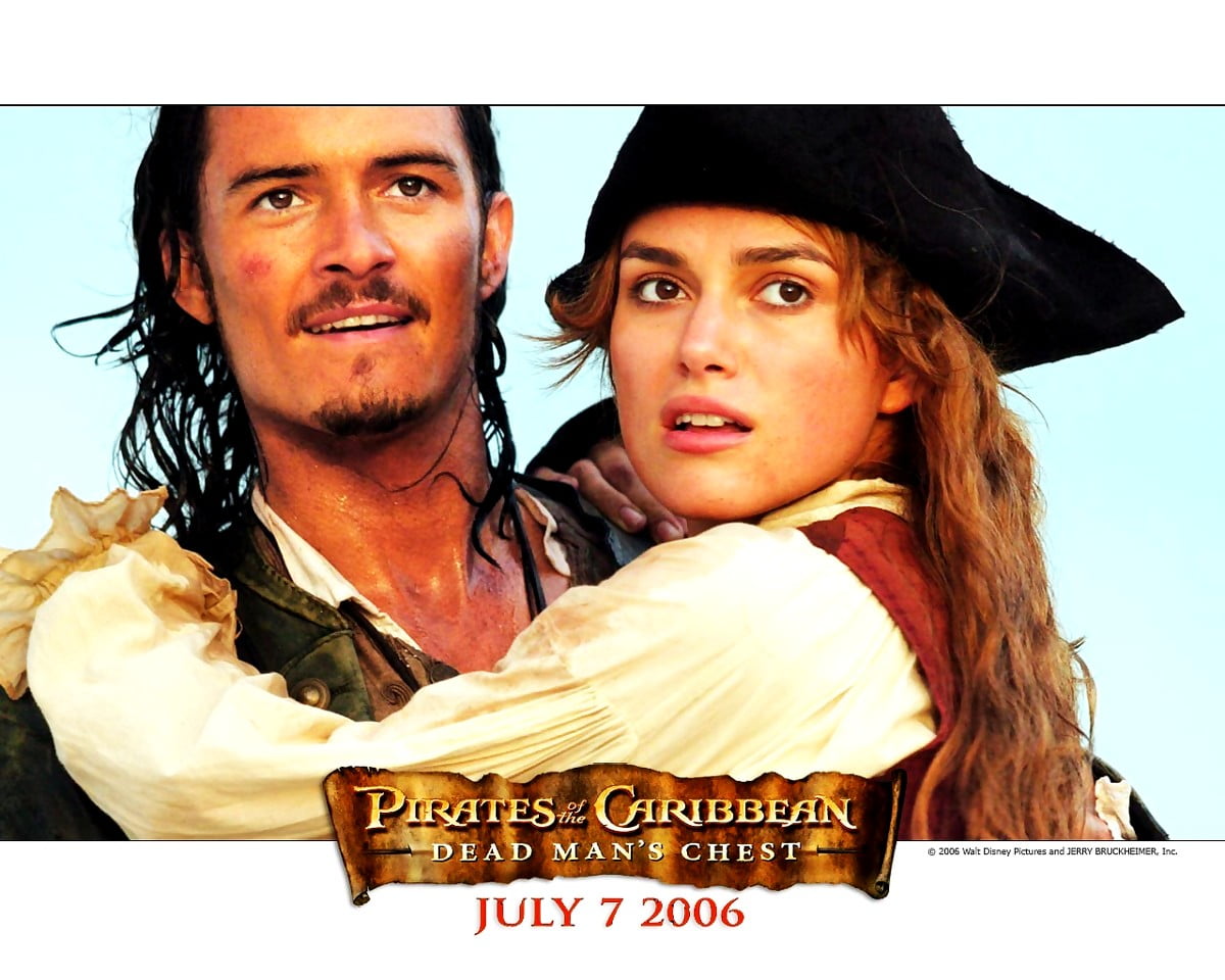 Orlando Bloom, Keira Knightley (Szene aus dem Film "Pirates of the Caribbean") / kostenlose Hintergrund