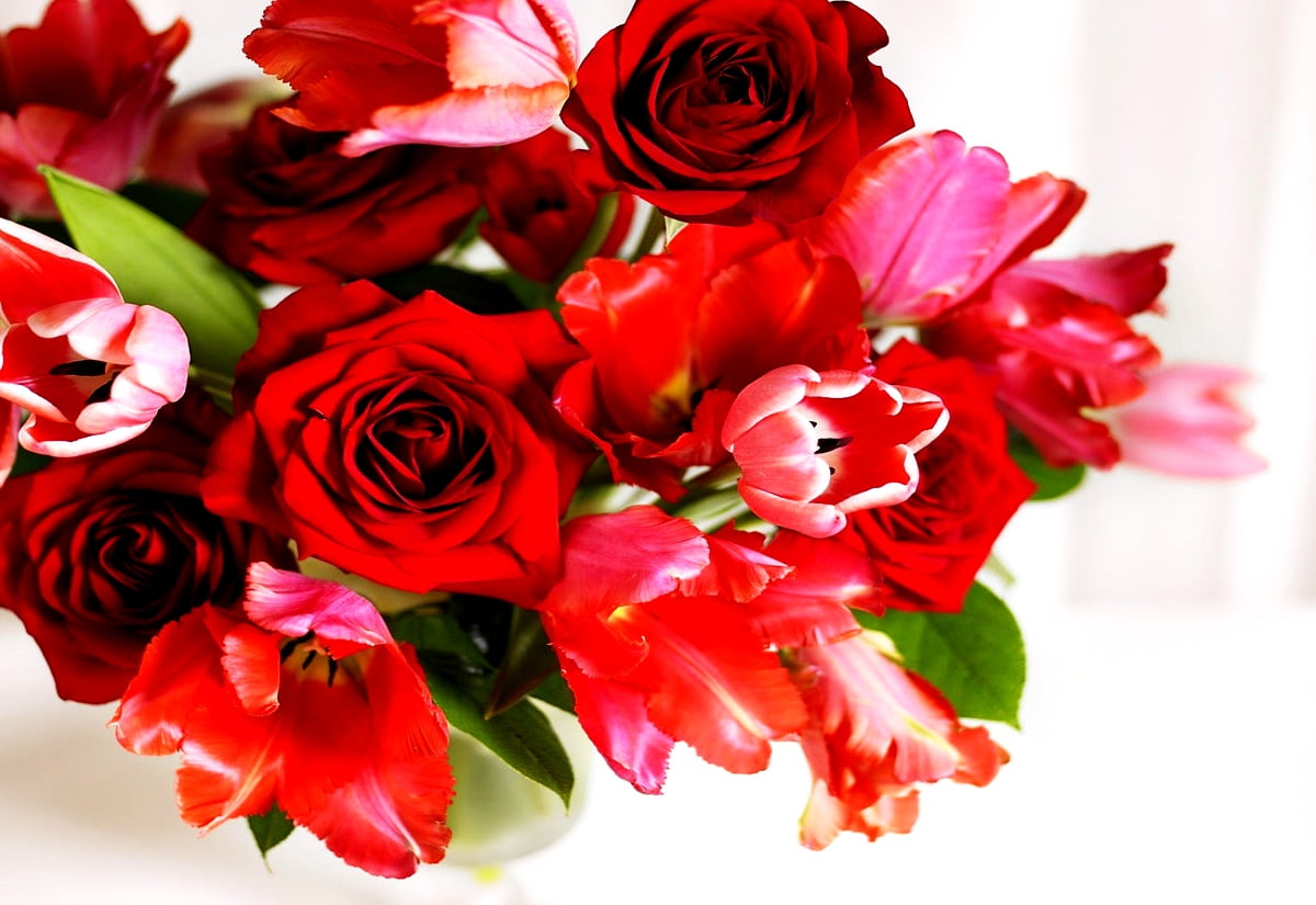 Blumenstrauß in Vase auf Tisch : Hintergründe