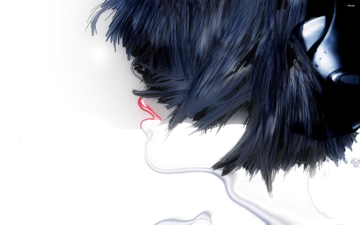 Kostenlose Hintergründe HD - Gesicht, skizzieren, schwarzes Haar, lange Haare, Anime (1600x1000)