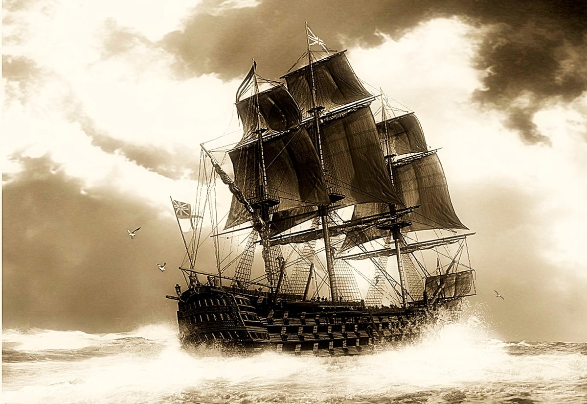 Großes Schiff im Gewässer — Hintergrundbild (1600x1100)