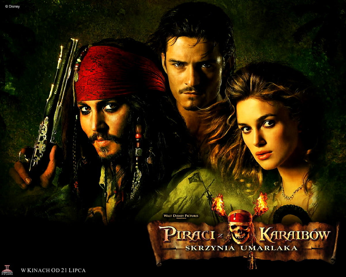 Orlando Bloom, Keira Knightley (Szene aus dem Film "Pirates of the Caribbean") / kostenlose Hintergrund 1280x1024