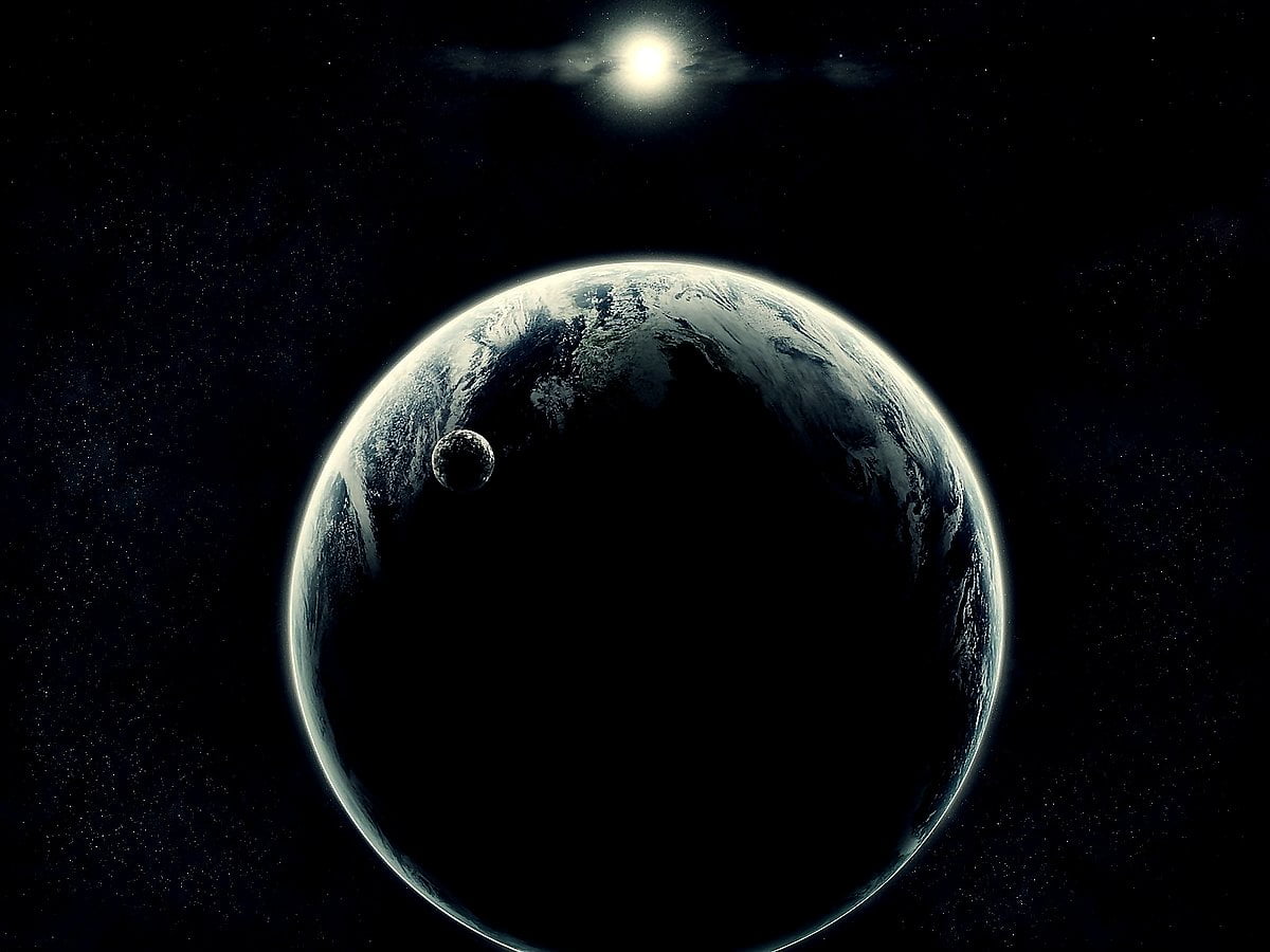 Planet Erde, Mond, Weltraum, Planet, Dunkelheit / kostenlose Hintergrund