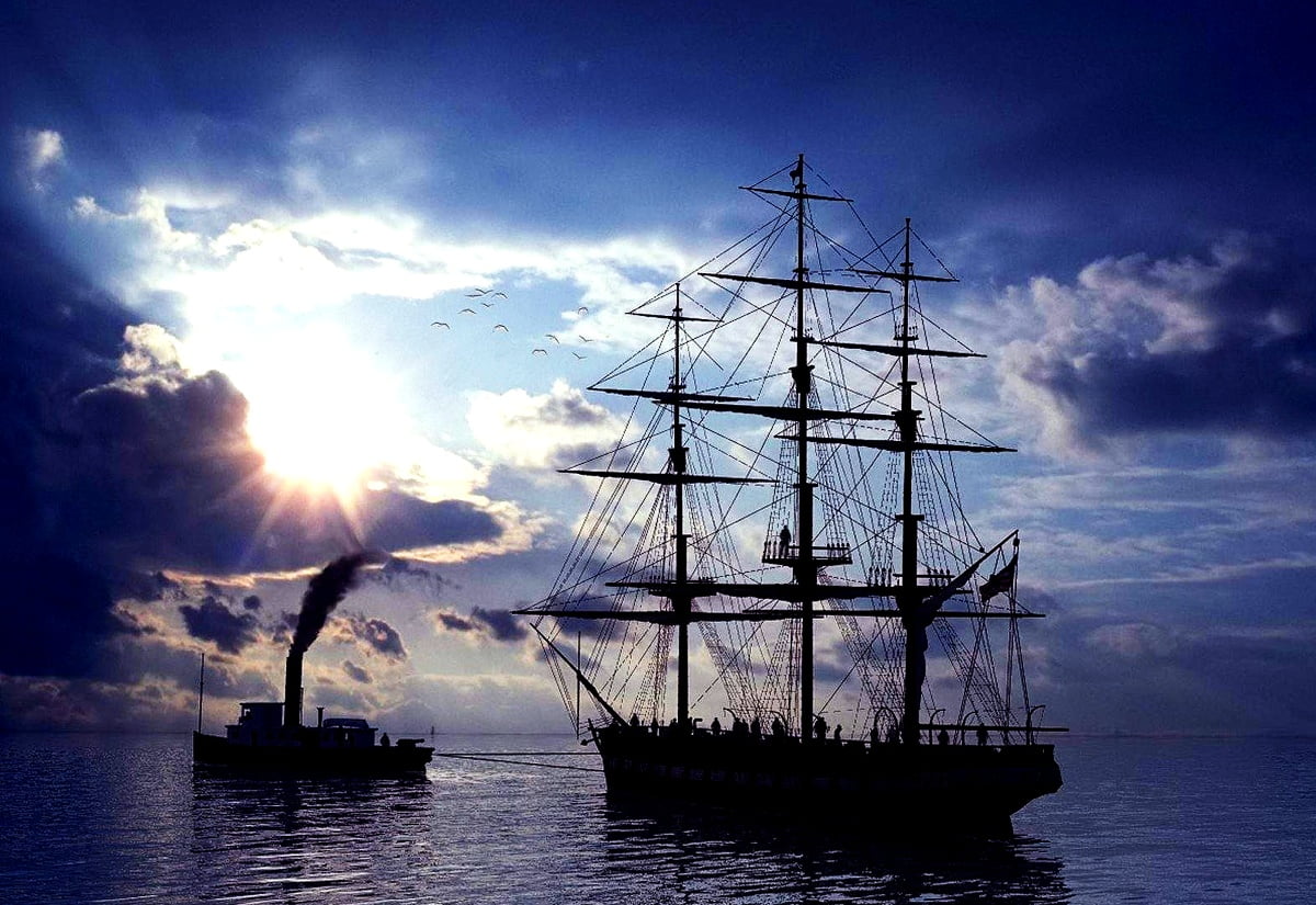 Großes Schiff im Ozean - Hintergrundbild